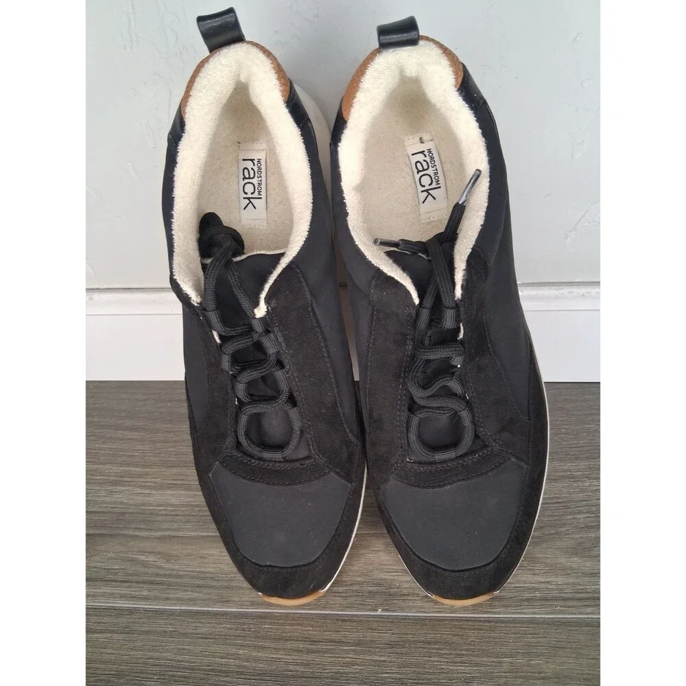 Nordstrom Rack Black Lace Up Comfort Sneakers Women's Sz 10 Casual Walking Shoes